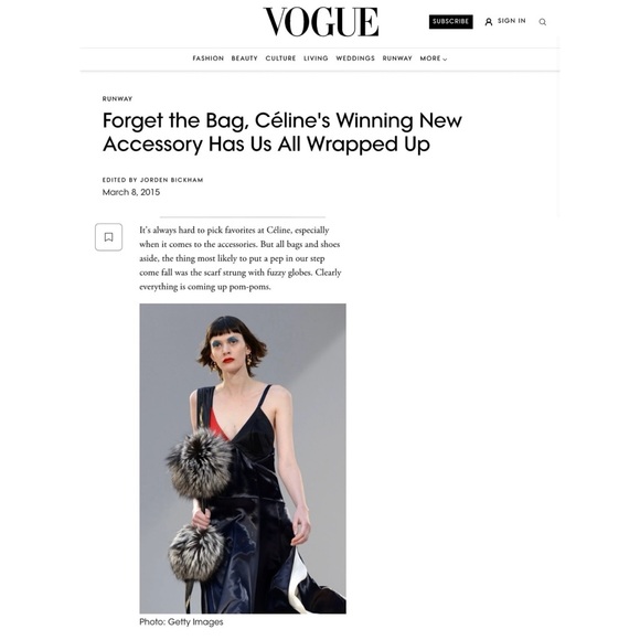 CÉLINE SILVER FOX FUR POM POM & BLACK LEATHER BOA SCARF BY PHOEBE PHILO - Picture 6 of 16